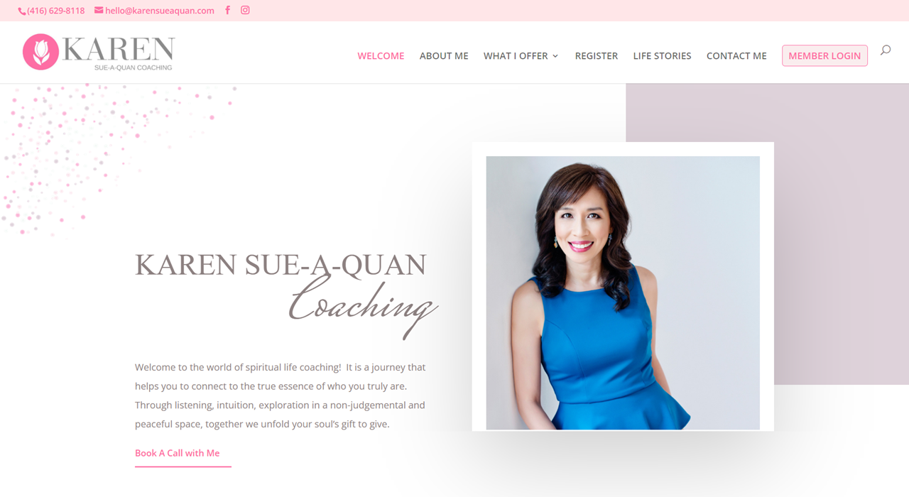 Karen Sue-A-Quan Coaching WordPress website home page
