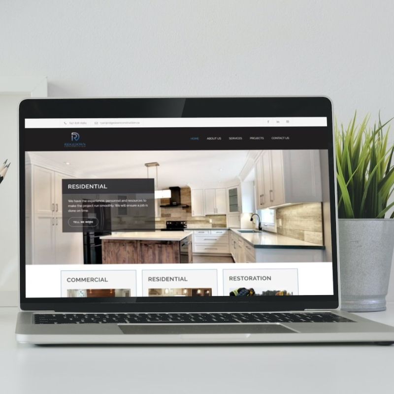 Ridgedown Construction, Restoration, Commercial and Home Renovation website on a laptop